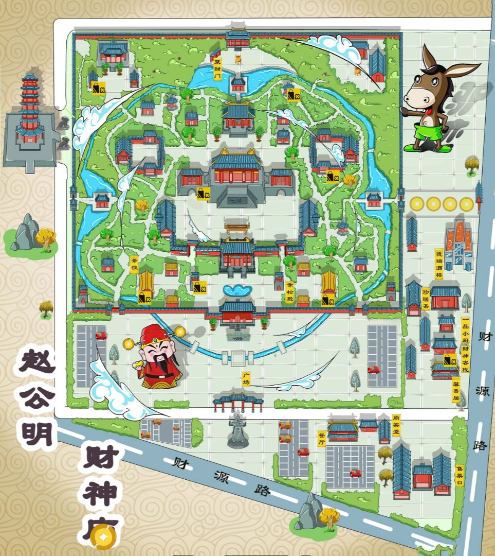 澧县寺庙类手绘地图